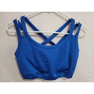 KIAVA Royal‎ Blue Strappy Criss Cross Back Athletic Sports Bra Size Large